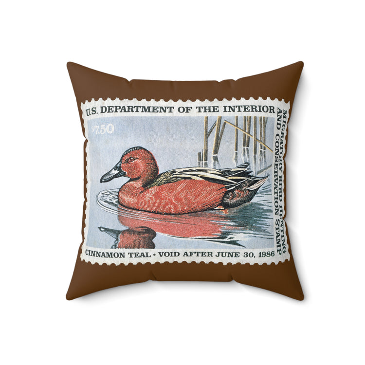 Official 1985-1986 Federal Duck Stamp - Brown Pillow