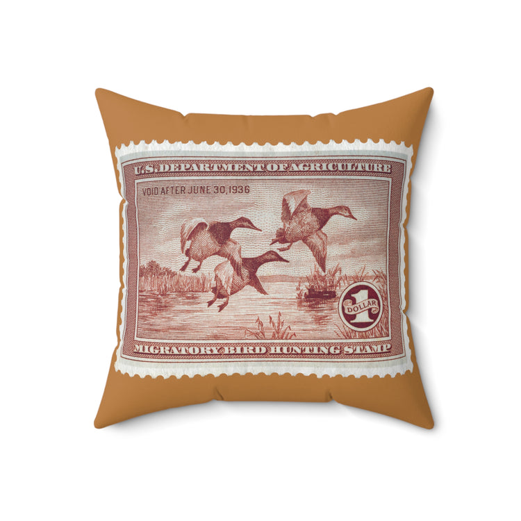 Official 1935-1936 Federal Duck Stamp - Light Brown Pillow