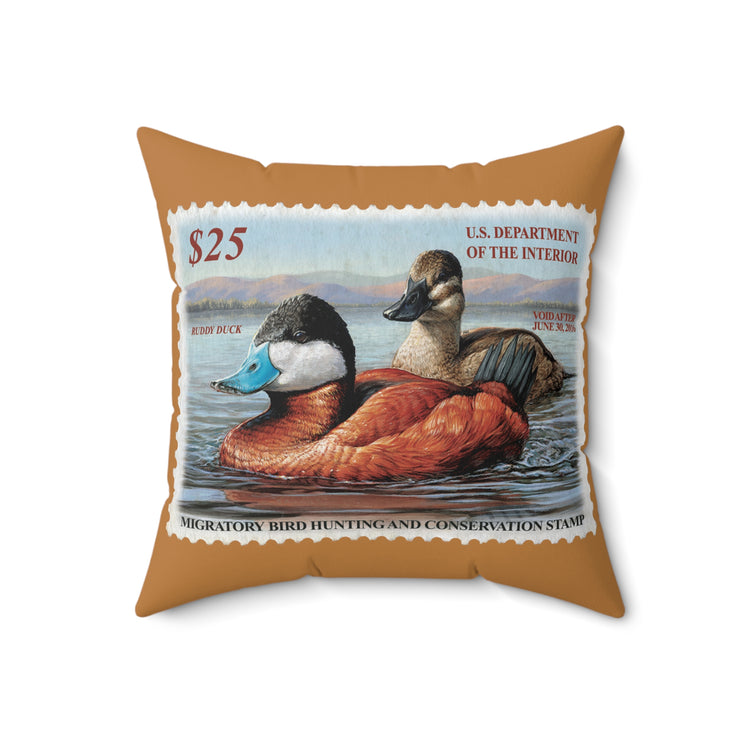 Official 2015-2016 Federal Duck Stamp - Light Brown Pillow