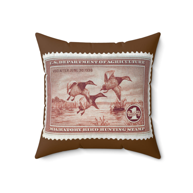 Official 1935-1936 Federal Duck Stamp - Brown Pillow