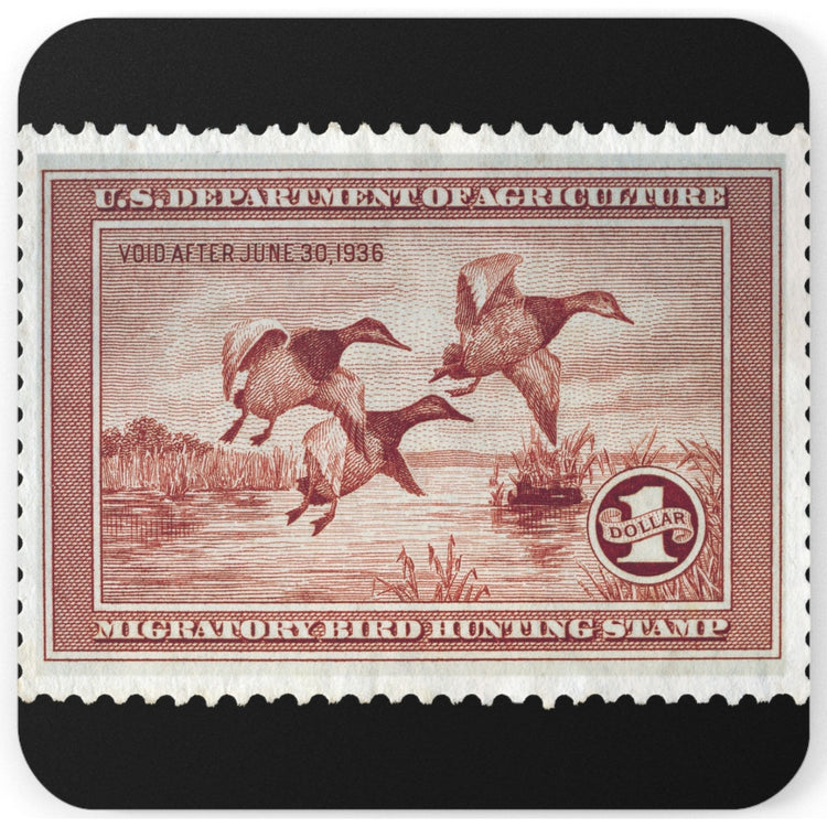 Official 1935-1936 Federal Duck Stamp - Cork Back Coaster