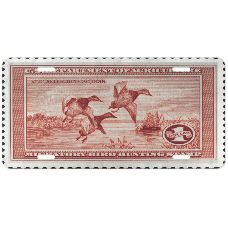 Official 1935 - 1936 Federal Duck Stamp - License Plate