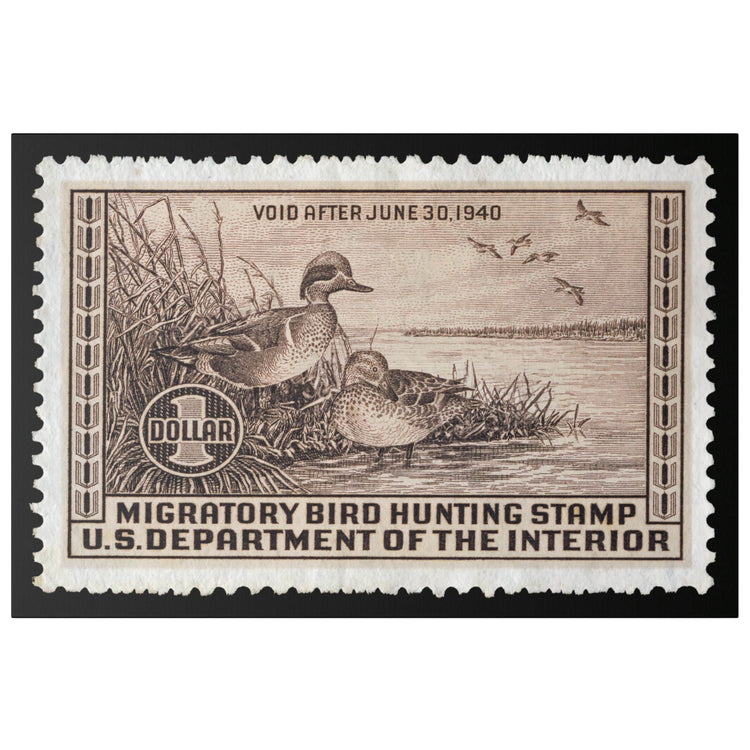 Official 1939 - 1940 Federal Duck Stamp - Canvas Sign