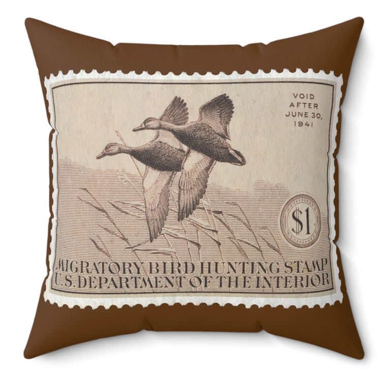 Official 1940-1941 Federal Duck Stamp - Brown Pillow