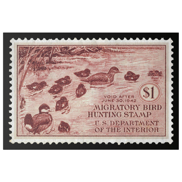 Official 1941 - 1942 Federal Duck Stamp - Canvas Sign