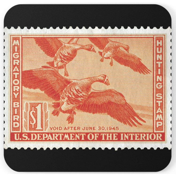 Official 1944-1945 Federal Duck Stamp - Cork Back Coaster