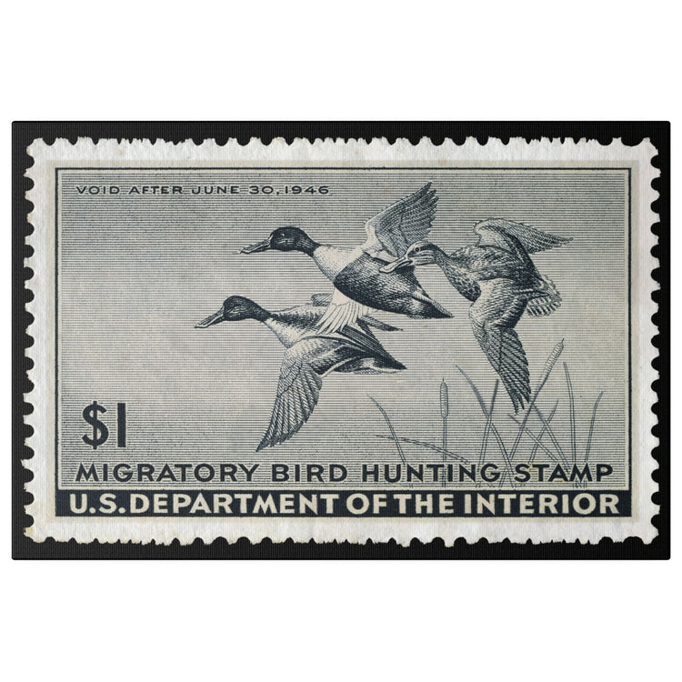 Official 1945 - 1946 Federal Duck Stamp - Canvas Sign