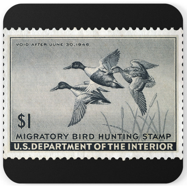 Official 1945-1946 Federal Duck Stamp - Cork Back Coaster