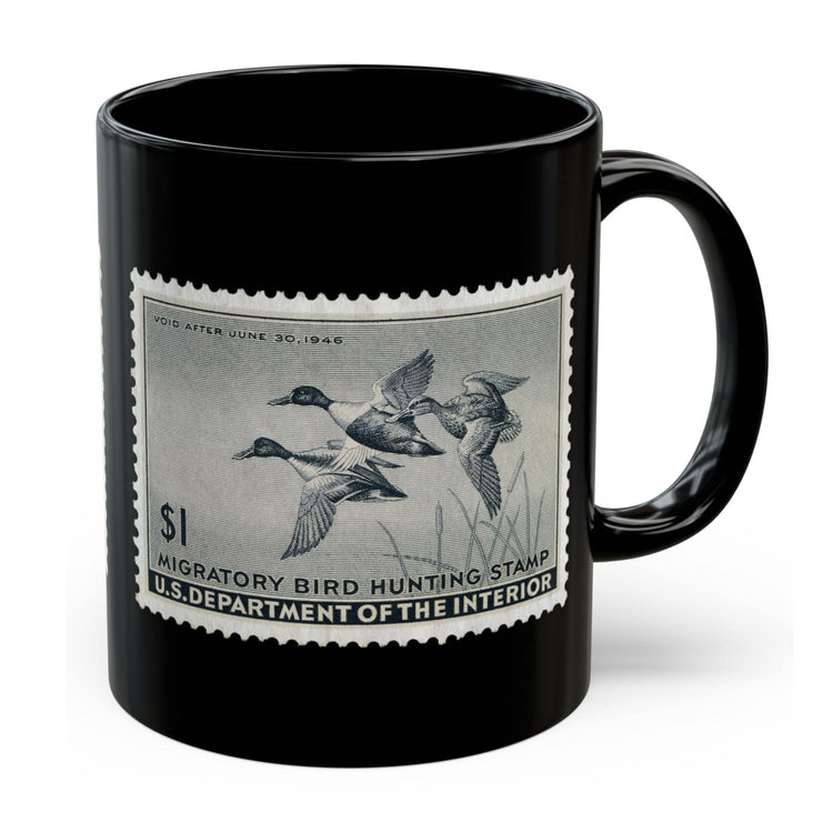 Official 1945-1946 Federal Duck Stamp - Black Mug