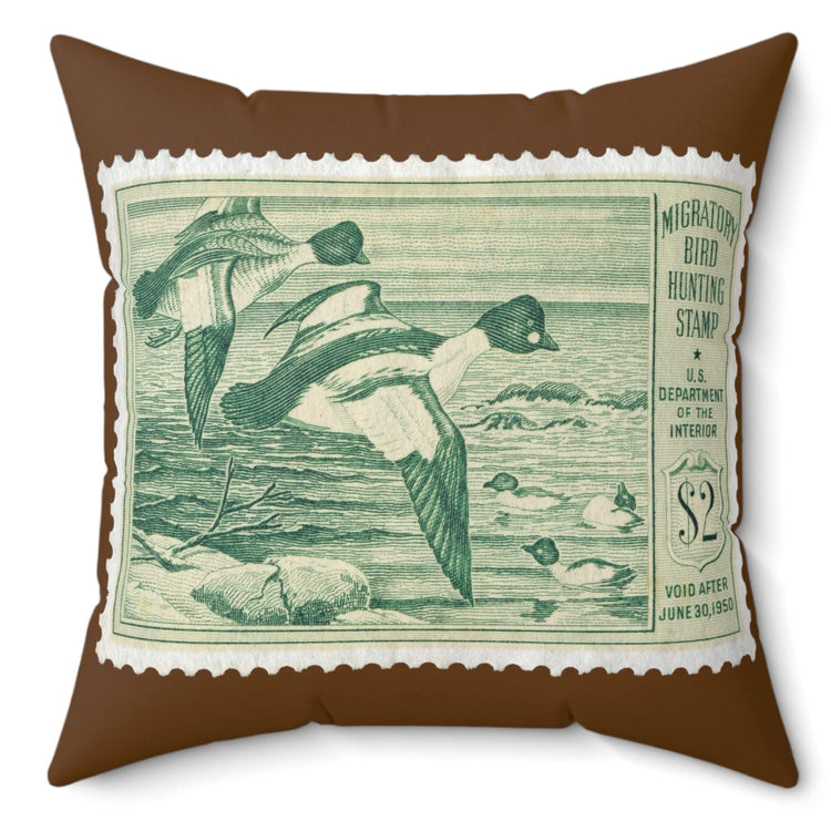 Official 1949-1950 Federal Duck Stamp - Brown Pillow