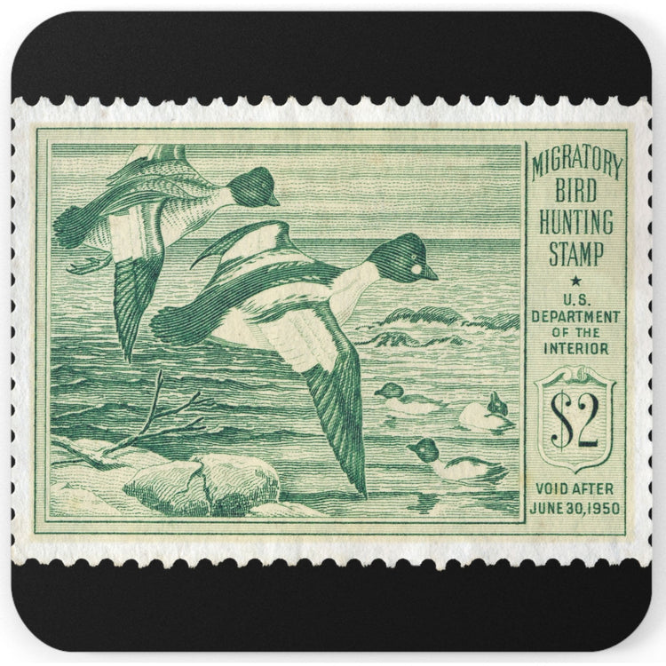 Official 1949-1950 Federal Duck Stamp - Cork Back Coaster