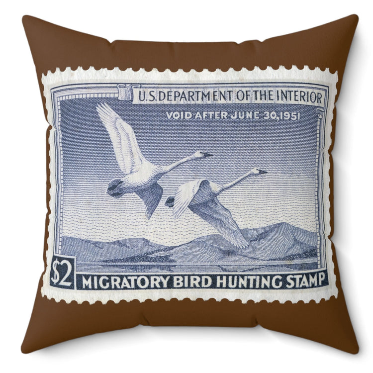 Official 1950-1951 Federal Duck Stamp - Brown Pillow