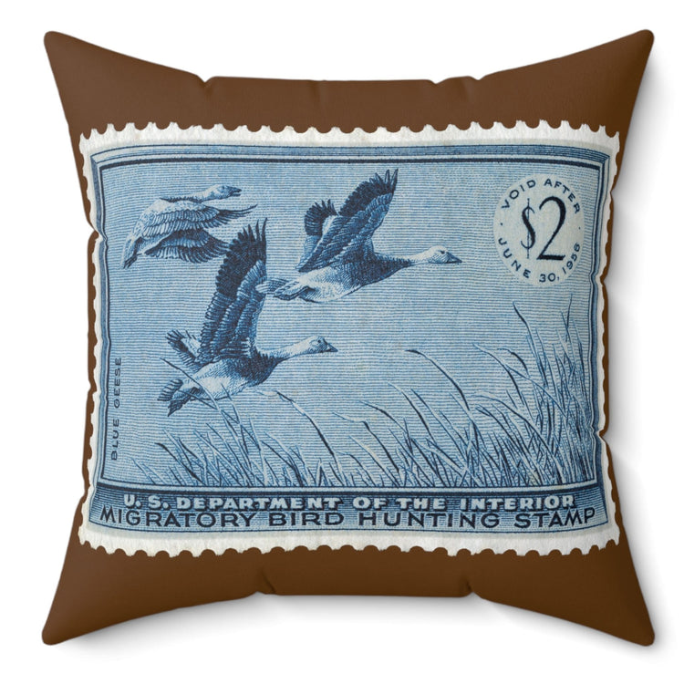 Official 1955-1956 Federal Duck Stamp - Brown Pillow