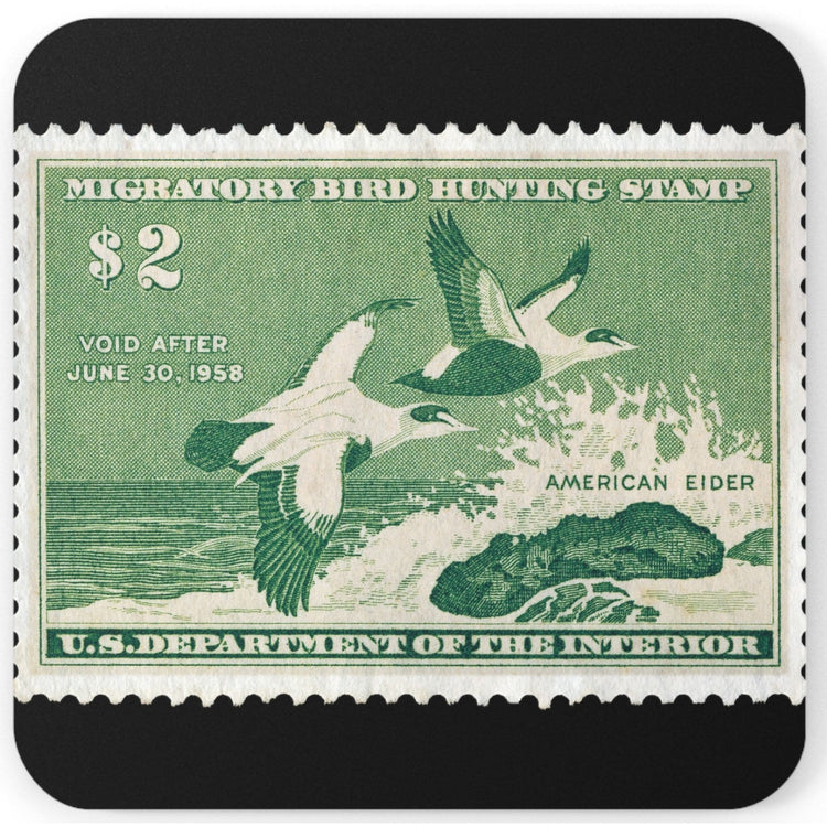 Official 1957-1958 Federal Duck Stamp - Cork Back Coaster