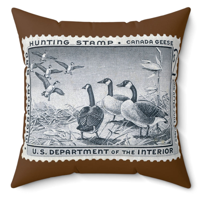 Official 1958-1959 Federal Duck Stamp - Brown Pillow