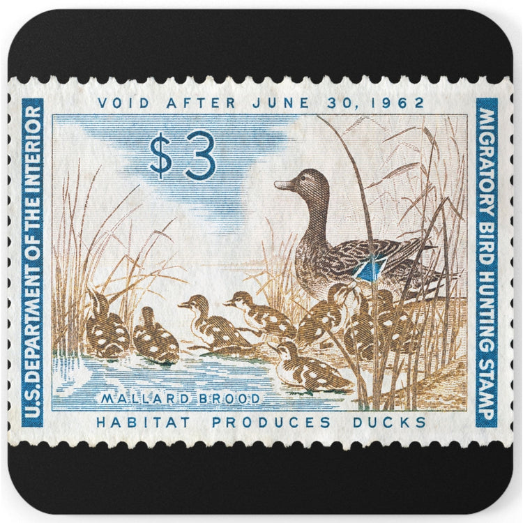 Official 1961-1962 Federal Duck Stamp - Cork Back Coaster