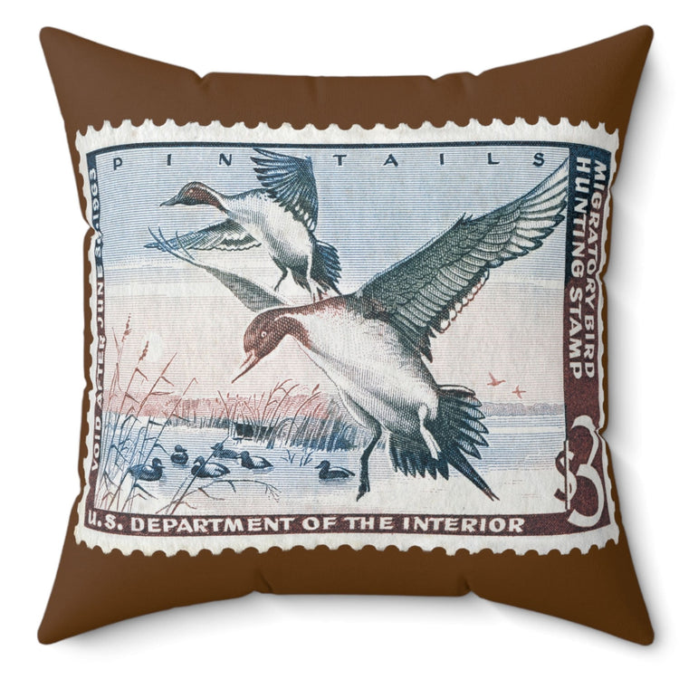 Official 1962-1963 Federal Duck Stamp - Brown Pillow