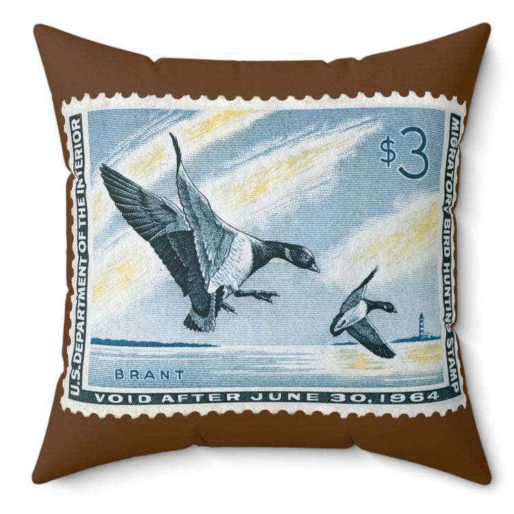 Official 1963-1964 Federal Duck Stamp - Brown Pillow