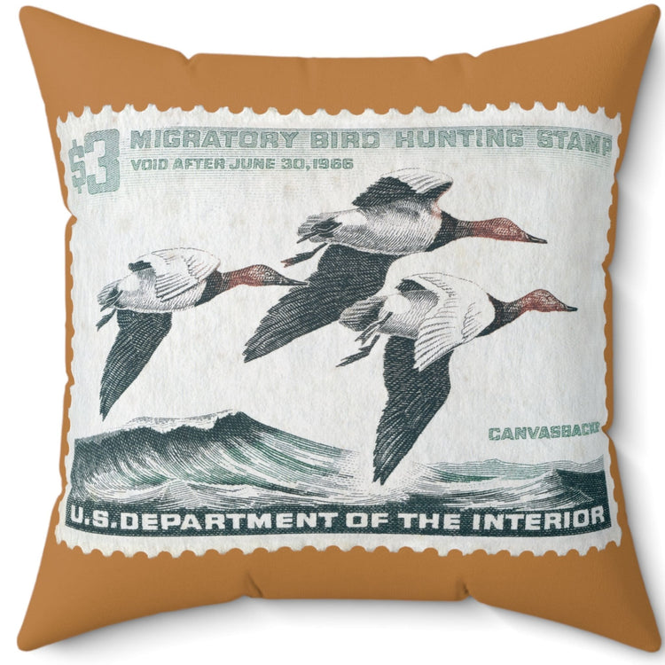 Official 1965-1966 Federal Duck Stamp - Light Brown Pillow