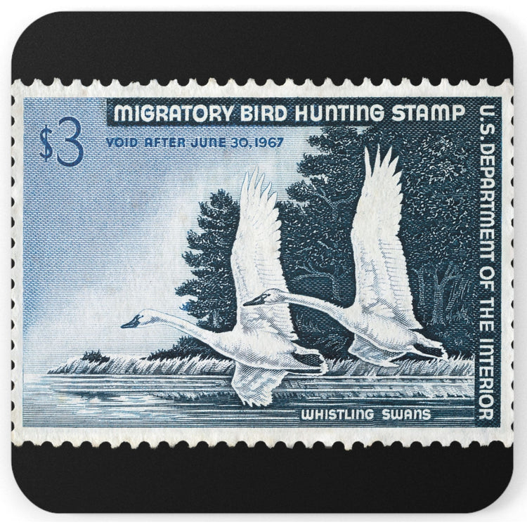 Official 1966-1967 Federal Duck Stamp - Cork Back Coaster