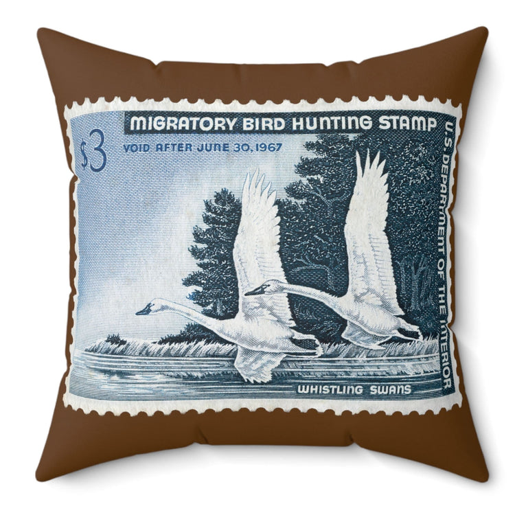 Official 1966-1967 Federal Duck Stamp - Brown Pillow