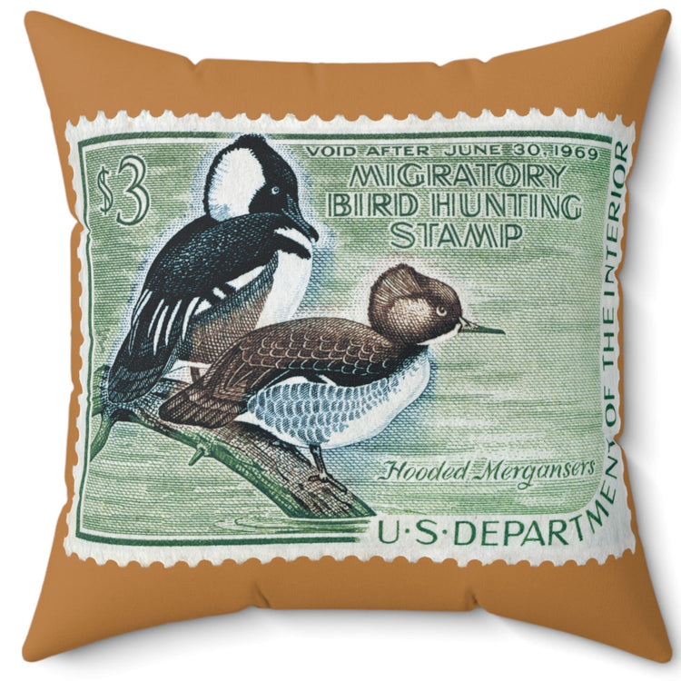 Official 1968-1969 Federal Duck Stamp - Light Brown Pillow