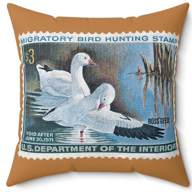 Official 1970-1971 Federal Duck Stamp - Light Brown Pillow