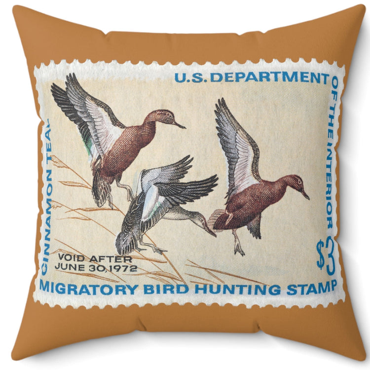 Official 1971-1972 Federal Duck Stamp - Light Brown Pillow