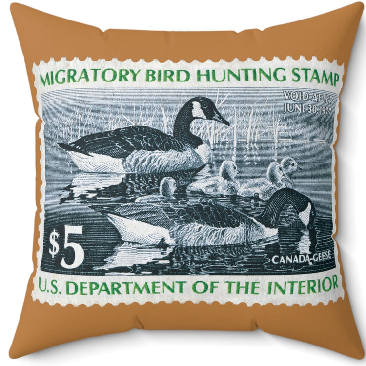 Official 1976-1977 Federal Duck Stamp - Light Brown Pillow