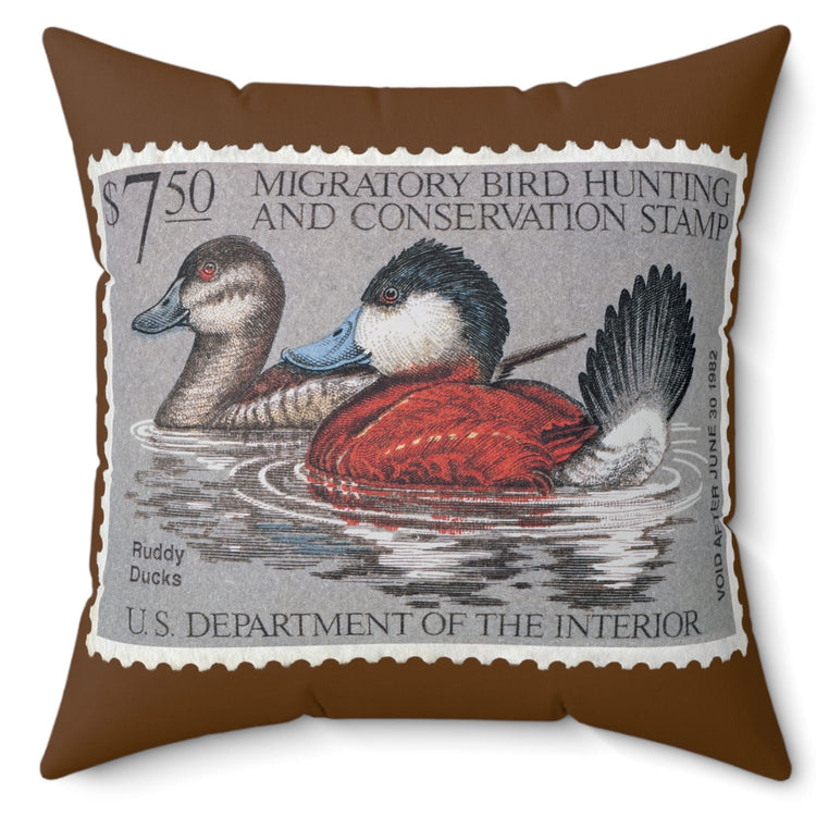 Official 1981-1982 Federal Duck Stamp - Brown Pillow