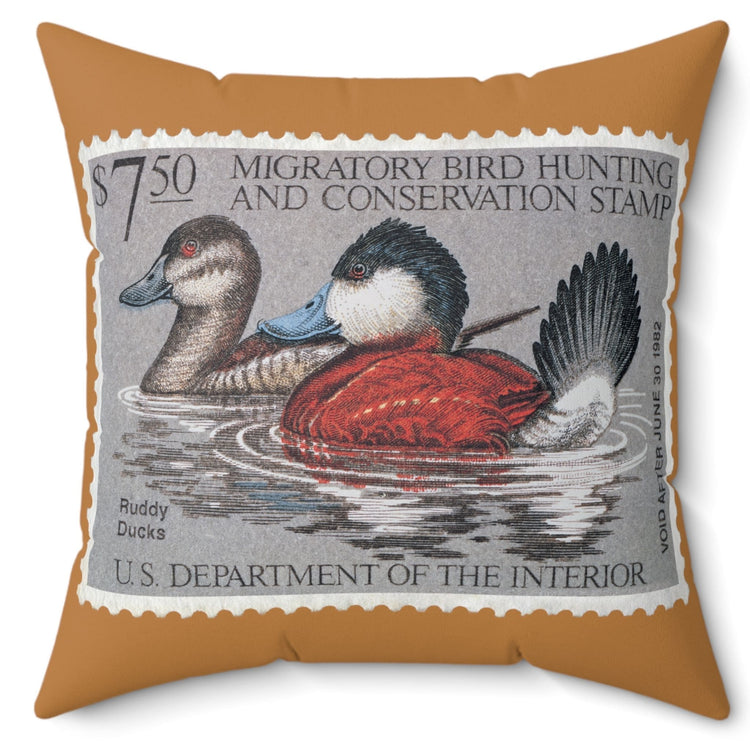 Official 1981-1982 Federal Duck Stamp - Light Brown Pillow