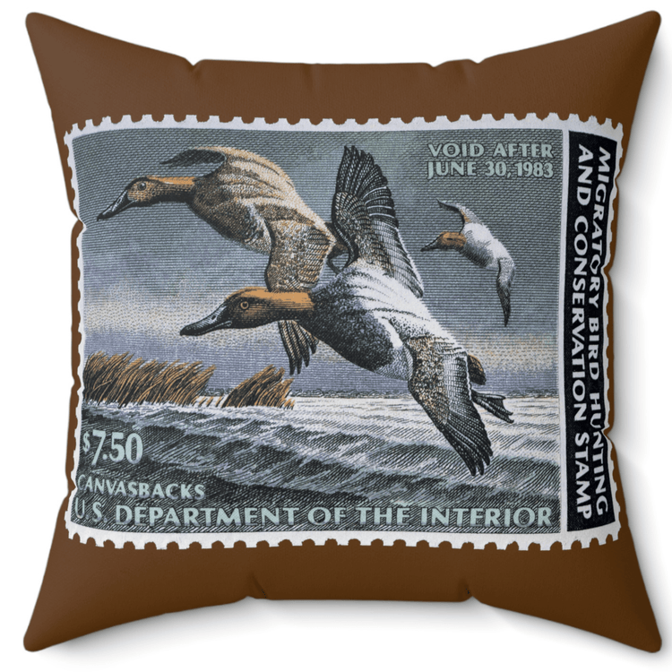 Official 1982-1983 Federal Duck Stamp - Brown Pillow