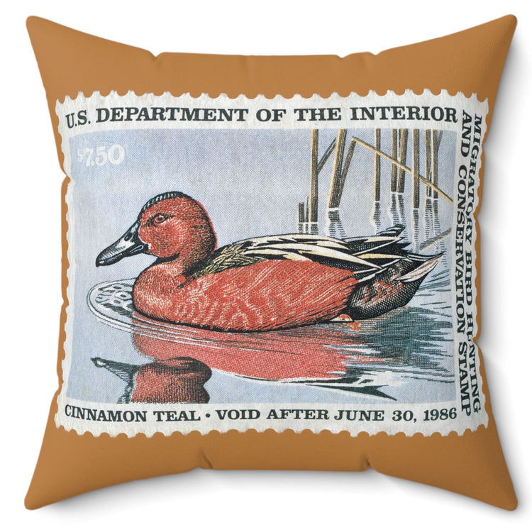 Official 1985-1986 Federal Duck Stamp - Light Brown Pillow