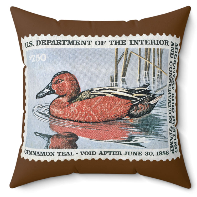 Official 1985-1986 Federal Duck Stamp - Brown Pillow