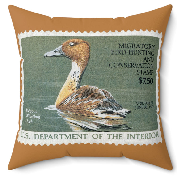 Official 1986-1987 Federal Duck Stamp - Light Brown Pillow