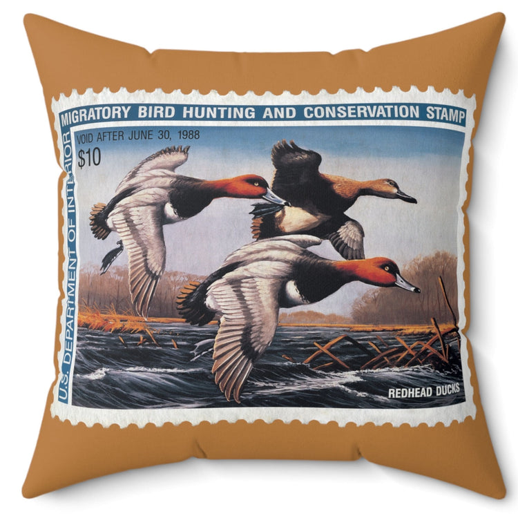 Official 1987-1988 Federal Duck Stamp - Light Brown Pillow