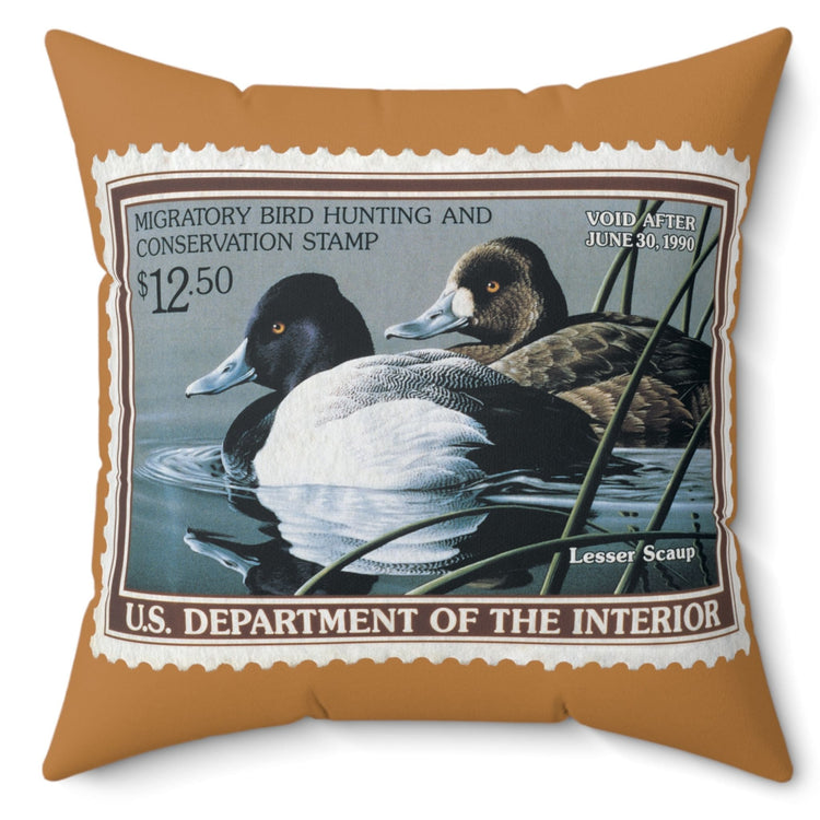 Official 1989-1990 Federal Duck Stamp - Light Brown Pillow