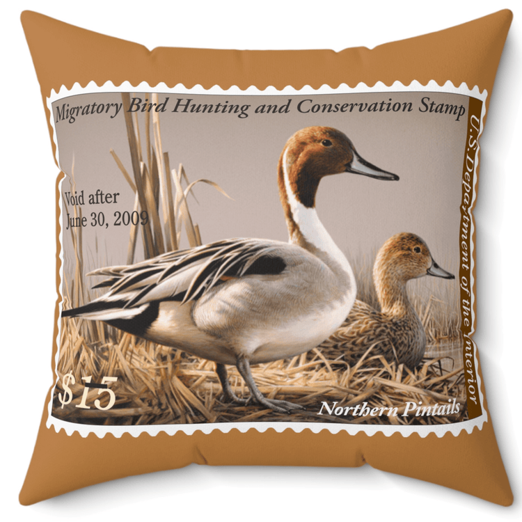 Official 2008-2009 Federal Duck Stamp - Light Brown Pillow