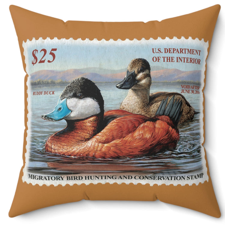 Official 2015-2016 Federal Duck Stamp - Light Brown Pillow