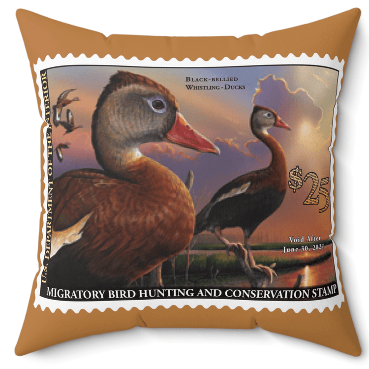 Official 2020-2021 Federal Duck Stamp - Light Brown Pillow