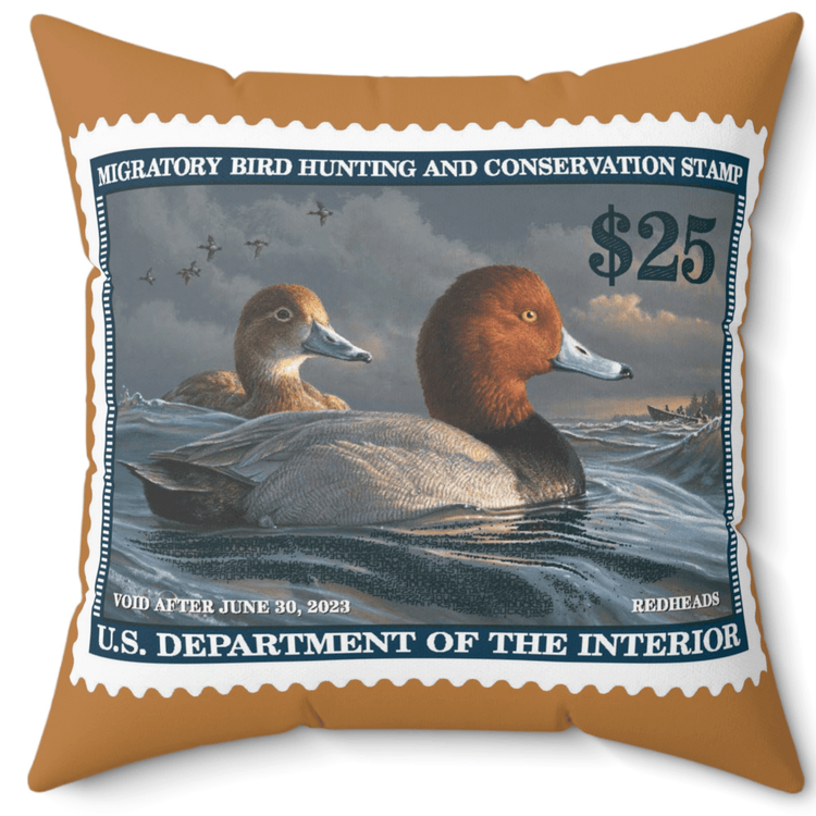 Official 2022-2023 Federal Duck Stamp - Light Brown Pillow