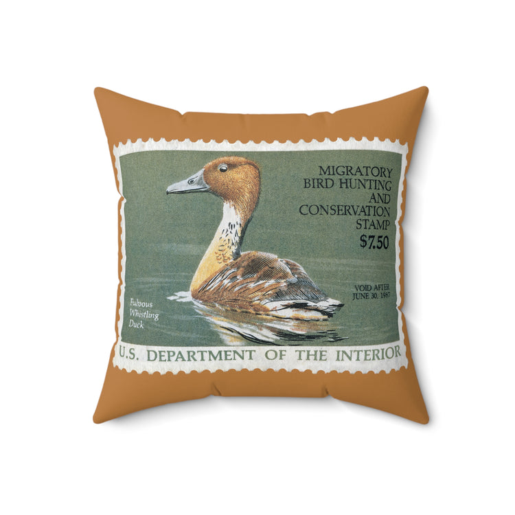 Official 1986-1987 Federal Duck Stamp - Light Brown Pillow