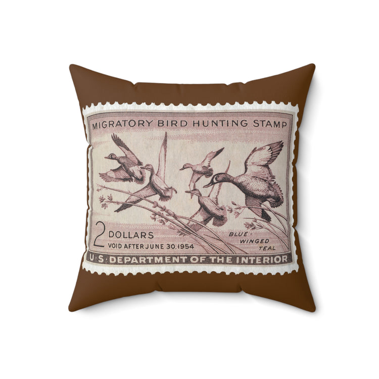 Official 1953-1954 Federal Duck Stamp - Brown Pillow