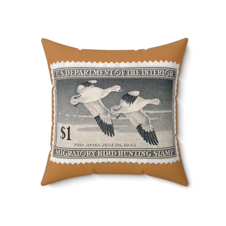 Official 1947-1948 Federal Duck Stamp - Light Brown Pillow