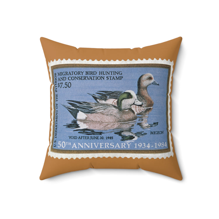 Official 1984-1985 Federal Duck Stamp - Light Brown Pillow