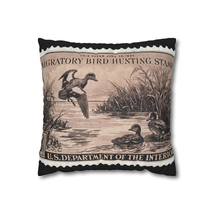 Official 1942-1943 Federal Duck Stamp - Zippered Pillow Cover