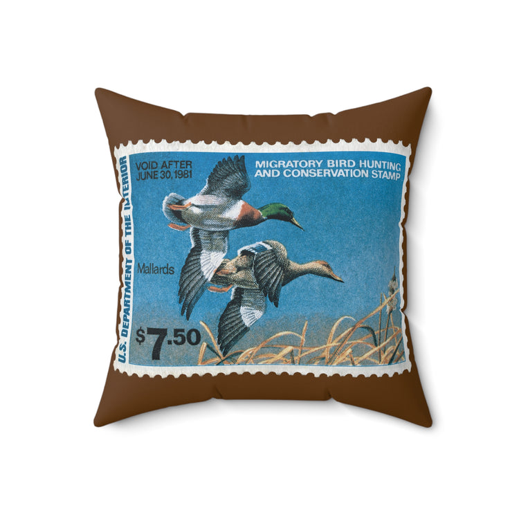 Official 1980-1981 Federal Duck Stamp - Brown Pillow