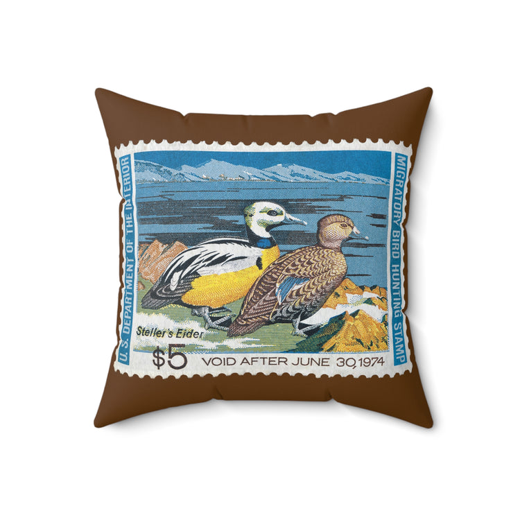 Official 1973-1974 Federal Duck Stamp - Brown Pillow